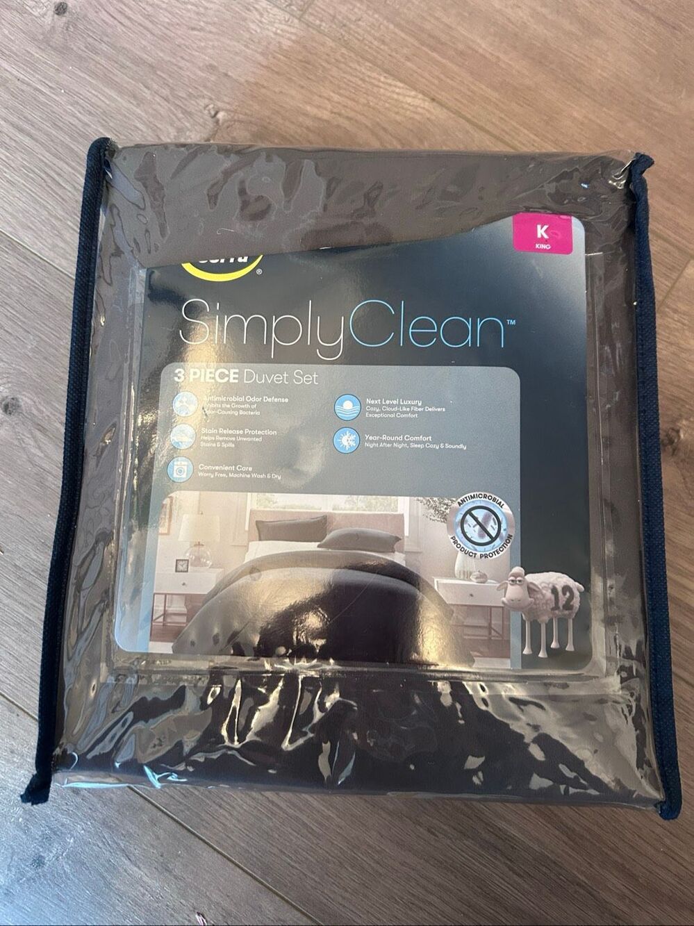 Serta simple clean 3 peace duvet set one king duvet 2 king shams new gray color